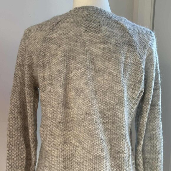 Miiyu by Simons Heather Grey Mohair-Blend Lace Shoulder High-Low Sweater - US S - Picture 7 of 10